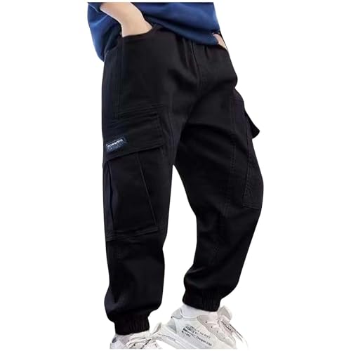 Cargo Pants for Teen Boys Casual Elastic Waist Guard Pants Baggy Straight Leg Workout Joggers with Pocket