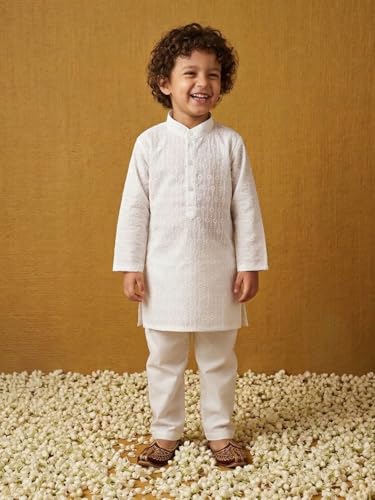 Image of AJ DEZINES Kids Kurta Pajama Set For Boys | Embroidery Chikankari Kurta Set | Cotton Stylish Boys Kurta Pyjama |Party & Ethnic Wear | Perfect For Festivals Wedding & Family Function