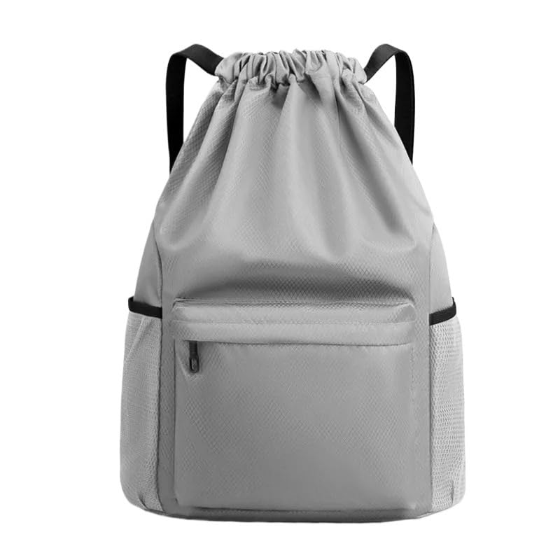 Sacca Zaino Sportivo con Coulisse, Borsa a Tracolla con Grande capacità, for Palestra, Nuoto e Spiaggia, for Donne e Uomini. Sacca Sportiva(Grey-L)