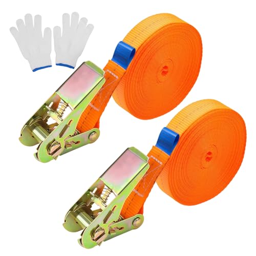 BUERPINKING 2 Stück Spanngurte mit Ratsche in 10m Ratschengurt Zurrgurt Verstellbare Spanngurt Set Spanngurt mit Ratschenschloss für Feste Ladung