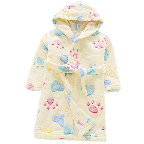 Little Toddlers Bbay Kids Soft Fleece Flannel Cartton Unicore Long Sleeve Hooded Bathrobe Pajama Sleepwear
