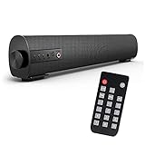 Portable Audio Soundbar for TV,Bluetooth 5.0 Wired & Wireless Speaker Built-in Subwoofers for PC/Phones/Tablets, Mini Home Theater Surround Sound Speaker with Remote Control Coax/AUX/Type C (Black)