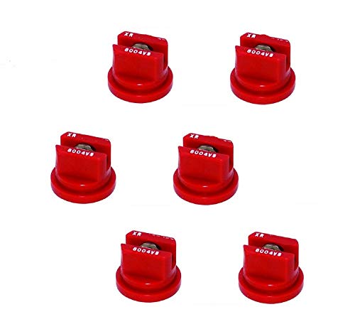 Pack of 6 - TeeJet Extended Range Flat Spray Tips Red 80° Polymer w/SS Insert Farmer Bob's Parts XR8004VS