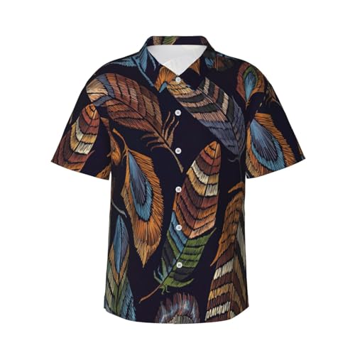 Chemise d'été pour homme motif plumes de paon idéale pour rester frais en vacances à la mer