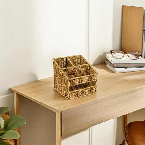 Panier de rangement marron compartimenté bac de stockage PP gain de place armoire - 6