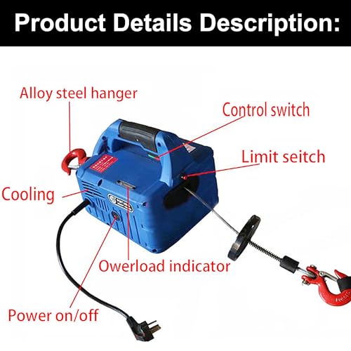 Cabrestante eléctrico portátil 450kg 7.4m 110V miniatura 3