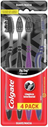Colgate ZigZag Carvão Escova de Dente, 4 Unidades