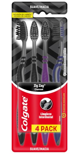 Colgate ZigZag Carvão – Escova Dental, 4 unidades