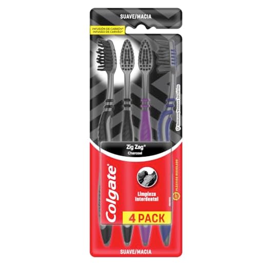 Escova Dental Colgate ZigZag Carvão 4 unid, CN07784A, Preto
