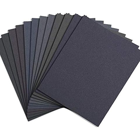 Abrasive Dry Wet Waterproof Sandpaper Sheets Assorted Grit of 400/600/ 800/1000/ 1200/1500 for Furniture, Hobbies and Home Improvement, 12 Sheets (9 x 11 Inch) Cover