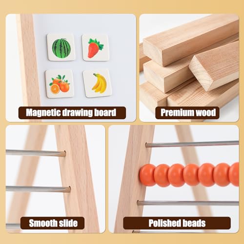 image for Ranqibo Wooden Abacus for Kids Math - Double-Sided Blackboard Whiteboa