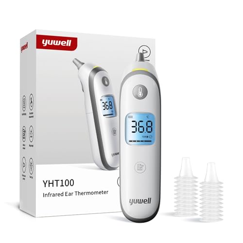 yuwell Ear Thermometer for Kids and Adult, Digital Infrared Thermometer Ideal for Home Use, Instant Accurate Reading and Fever Alarm, ear capsx20 Batteries and Storage Case are Included