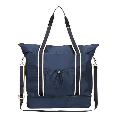 THIRTY-ONE Gifts Deluxe Travel Tote Bag, Multiple-Pocket Tote Bag for Travel and Work, Navy