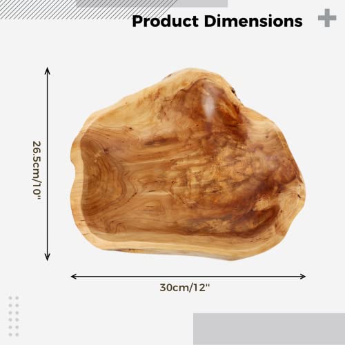 Homaisson 12''X10'' Decorative Wooden Bowl, Natural Handmade Wavy Live Edge Bowl For Dining Room Kitchen Table Home Decor, Farmhouse Wooden Fruit Bowl, Decorative Bowl For Nuts Keys Jewelry Display #TOP1