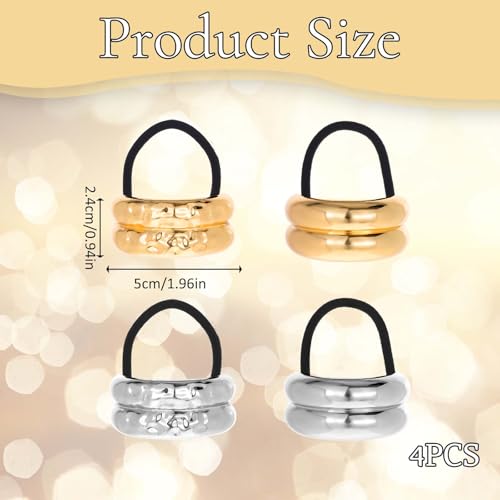 JIYIN 4 peças de laços de cabelo de metal, suportes de rabo de cavalo de metal, punhos de cabelo de