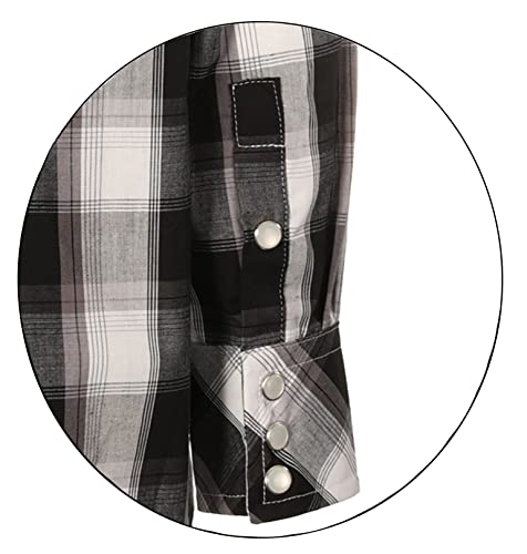 Image of Gioberti Boys Casual Western Plaid Long Sleeve Pearl Snaps Shirt