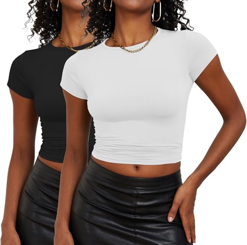 LOMON Women's Casual Basic Going Out Crop Tops Slim Fit Long Sleeve Comfort Tight T Shirts Underscrubs Layer Workout Tops