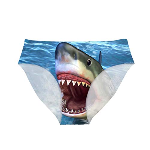 Dellukee Women's Sexy Underwear Briefs Shark Print Breathable Hipster Panty Comfortable Bikini Panty for Bachelorette Party Gag Gift