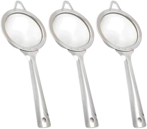 3PCS Small Sieves Tea Strainers Fine Mesh with Handle Easy to Clean ...