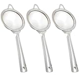 3PCS Small Sieves Tea Strainers Fine Mesh with Handle Easy to Clean Stainless Steel Sieve Sift Mini Sieve for Loose Tea Coffee Cocktail Spices Powder Sieving - Image 1