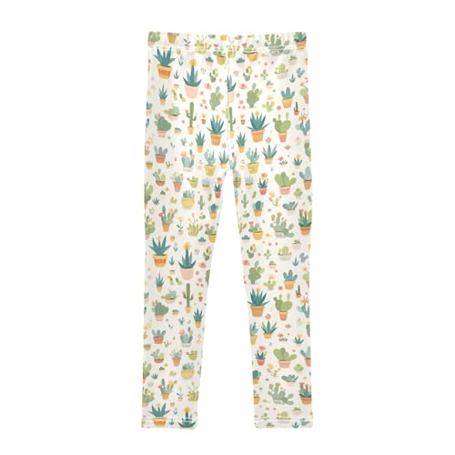 KLL Colored Succulents and Cactus Floral Toddler Girls' Cotton Pants Stretchy Full Length Dance Pants Sports2