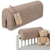 Bettkantenschutz für Kinderbetten 50 cm - Schutz für Bettrahmen Baby Bett rausfallschutz für boxspringbett bettgitter mit Minky Bezug Kantenschutz Kinder Babybett Beige