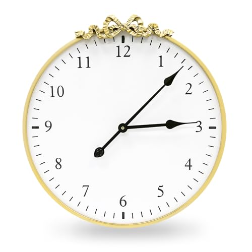 Image of TopCity Large Gold Wall Clocks for Living Room, 50CM Metal Round Decorative Wall Clock Vintage Retro Clock for Bedroom Kitchen Office Decor