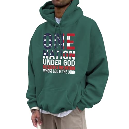 Graphic Hoodies for Men | Oversized Flag Patriotic Long Sleeve Casual Hoodies,Drop Shoulder Fashion Fall Clothes