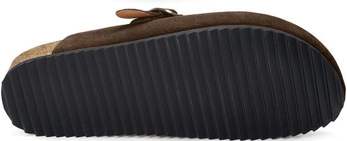 ZUSERIS Women's Men's Suede Clogs Wide Width Leather Mules Cork Footbed Sandals Slip on Comfort Potato Shoes with Arch Support - Image 5