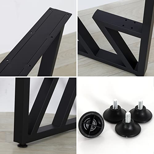 Sss Furniture Metal Furniture Legs Table Legs H28 X W24 Inch Black,Dining Metal Table Leg 2-Tier,Office Table Legs Computer Desk Legs Country Style Table Legs,Set Of 2 Modern,Diy Iron Bench Legs #TOP1