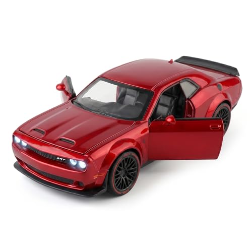 Image of Dodge Challenger SRT Hellcat Widebody 1:32 Scale Die-Cast Car Model Grey - Sound Light Openable Doors Pull-Back Alloy American Muscle Car Collectible
