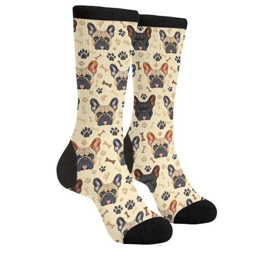 EujGvboU Calzini da uomo e da donna, divertenti e originali, Stampe di zampe di bulldog francese, Taglia unica
