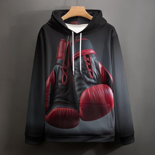 Gants de boxe noirs 3D sweat à capuche imprimé pull couple original - 3