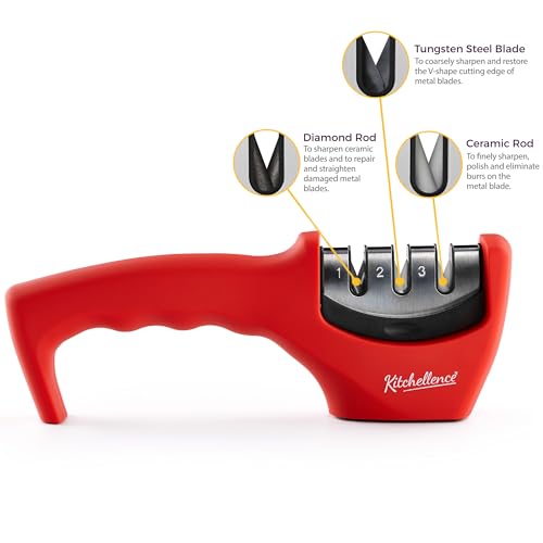 Image of 4-in-1 Kitchen Knife Accessories: 3-Stage Knife Sharpener Helps Repair, Restore and Polish Blades and Cut-Resistant Glove