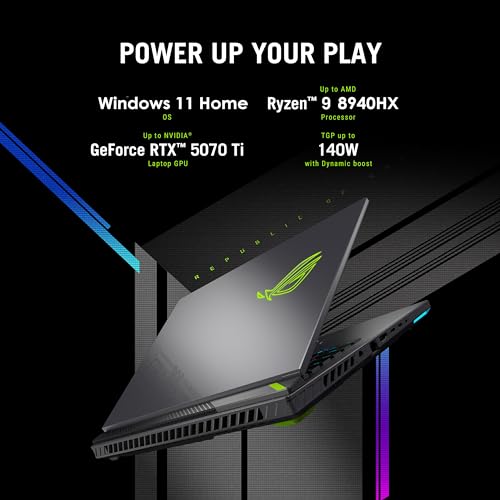 ASUS ROG Strix 16 G614PR 16.0" WUXGA 165Hz Gaming Laptop (AMD Ryzen 9-8940HX, NVIDIA GeForce RTX 5070Ti 12GB Graphics, 16GB RAM, 1TB PCIe SSD, 4-Zone Backlit Keyboard, Windows 11) - Image 3