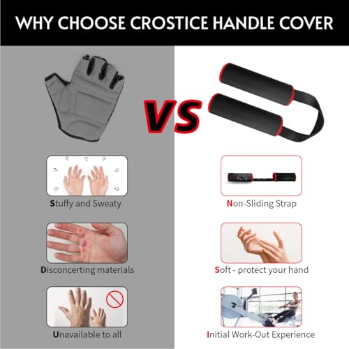 Crostice Handle Cover for Rowing Machines, Compatible with Peloton and Concept2 Rower, Row Without Pain, Upgraded with Velcro Tape, Strong Absorbent, Tailored for Rowing Grip (2026 New Version), Red - Thumbnail 7