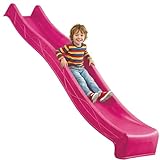 Spielturmking Kinder Rutsche Outdoor Garten Spielgeräte, Stabile Wasserrutsche für Kinder, Alternative zu Indoor Spielgeräten, Kinderrutsche 2,90 m, Wellenrutsche für Podestöhe 1,50 m (Pink)