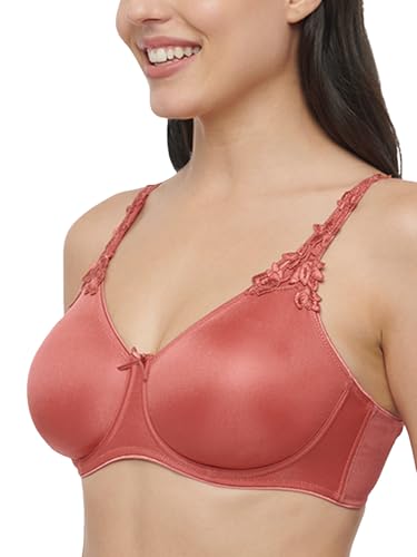 Image of Triumph International Minimizer Women Bra Wired Non Padded High Support Big Cup Lingerie Visual Bust Reduction Comfort Bra Floral Lace Full Coverage Shapewear Wide Straps & U-Back Support Pack of 1