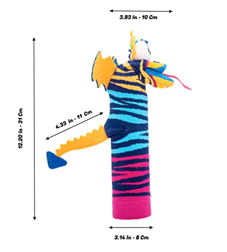 Knitted Hand Puppet With Movable Mouth- Colorful Girl And Boy Puppets - Fun Puppet For Kids - Theatre Sock Puppet For Toddlers- Handmade Educational Children Puppet Animals (Alebrije Dragon) #TOP3