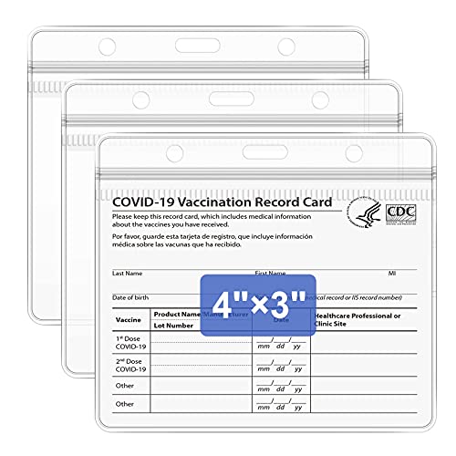 Impfkartenschutz, 10,2 x 7,6 cm, Impfkartenhalter aus Vinyl-Kunststoff mit wasserdichtem Reißverschluss (3 Stück) Cover