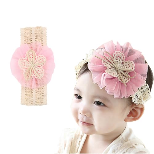 1PC Pink Flower Bow Headband - Charming Hair Accessories for Baby Photography and Everyday Wear2
