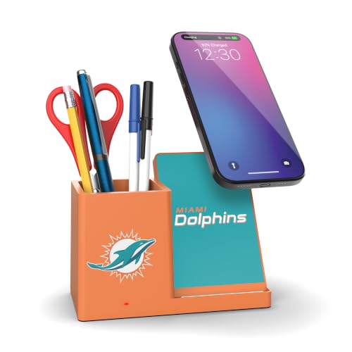 SOAR NFL Wireless Charger and Desktop Organizer, Miami Dolphins