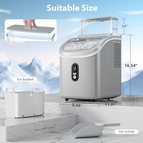 Image of Electactic Countertop Ice Cube Maker Machine with External Water Tank,16Pcs /5Mins,34Lbs /Day,2 Ways to Add Water,Portable Compact Small Ice Maker with Self-Cleaning,Perfect for Home /Kitchen /Camping /RV