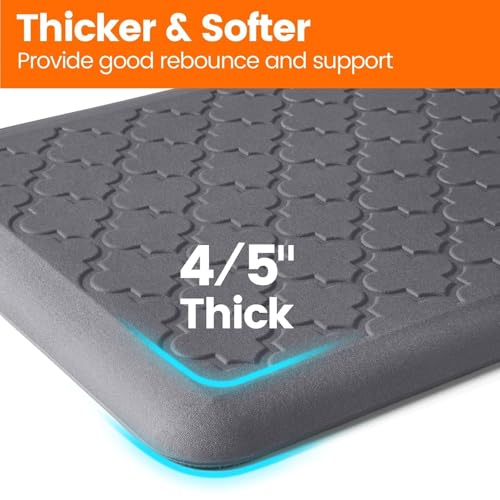 TranquilRelax 4/5 Inch Thick Anti-Fatigue Kitchen Mat Water Resistant Non-Slip Kitchen Floor Mat Ergonomic Comfort Standing Mat for Home Kitchen Office Laundry 17.3"x 60" Grey — view 3