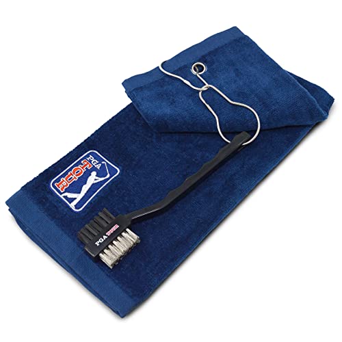 PGA Tour Handtuch- und Bürstenset Towel Clip & Club Brush, Blue