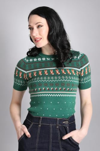 Image of Hell Bunny Vixey Jumper Fox Knitted 50's 60's Vintage Retro Pinup Short Sleeve