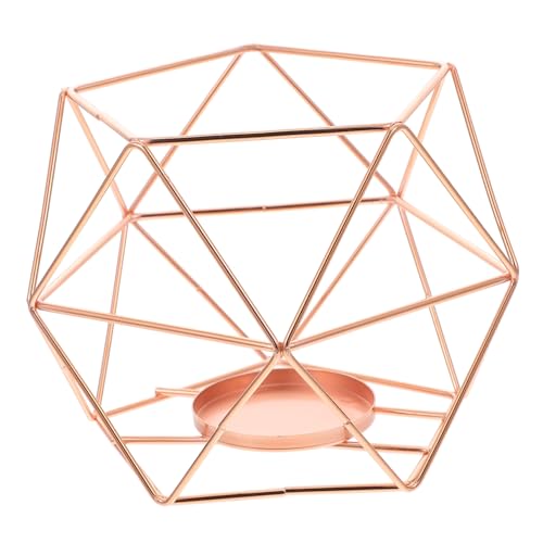 STOBAZA Candlestick Geometric Candle Stand Wedding Decorations Candles for Wedding Centerpieces Bird Cage Decor Tealight Stand Rose Gold Candle Holders Tea Lights Ornaments Bookcase Iron