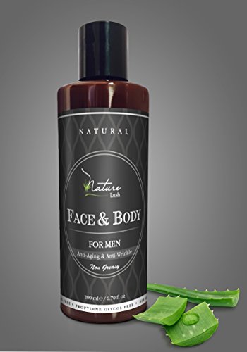 Nature Lush Aftershave & Body Cream for Men. Natural and Organic. Anti-Aging & Sun Protector. Vitamins B5, E & Wheat Proteins – 6.7 fl oz
