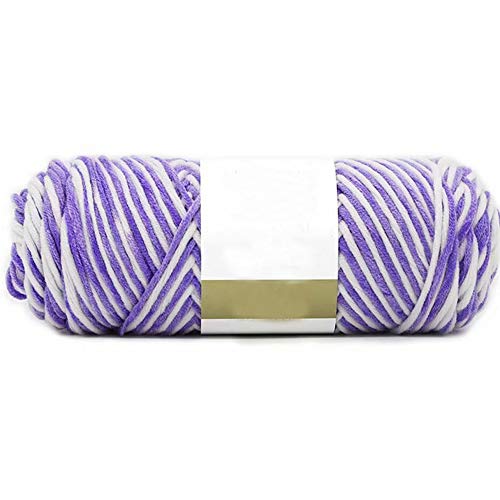 Image of White Purple Soft Cotton Crochet Yarn - 100g /0.22lb Rainbow Gradient Knitting Yarn - Super Soft Warm for Sweater, Bag, Hat, Scarf