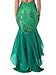 YiZYiF Women's Party Costume Sequins Mermaid Long Tail Skirt with Asymmetric Mesh Panel Small Green